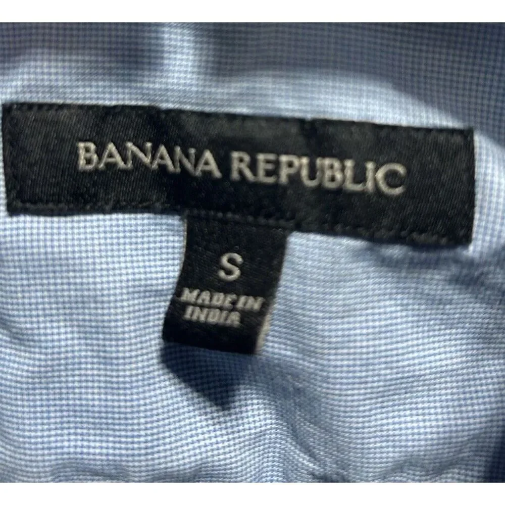 Banana Republic Men's Short Sleeve Button‎ Down Purple Checkered Size Small